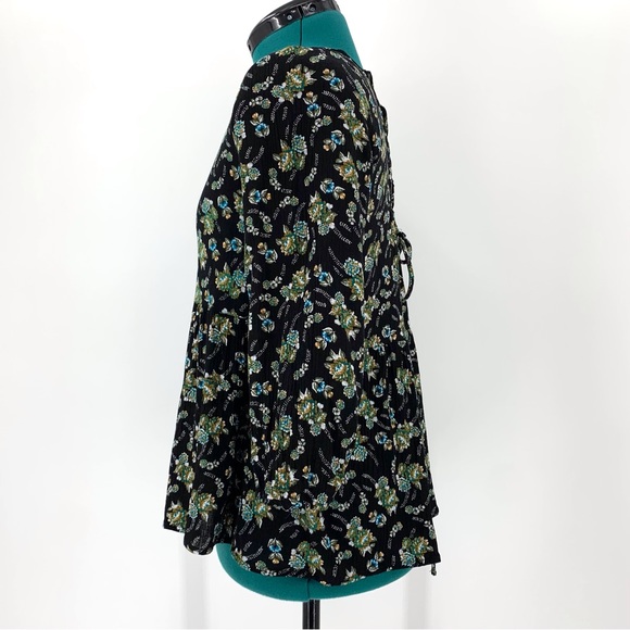 BONGO Floral Patterned 3/4 Sleeve Corset Back Blouse, Medium - Picture 4 of 16